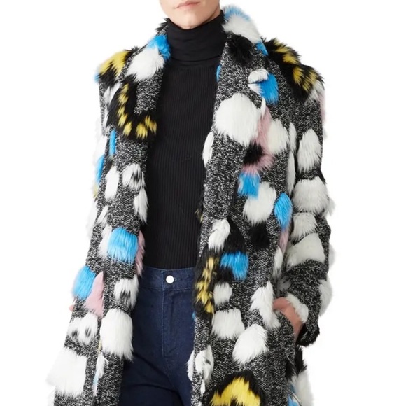 Anthropologie Hutch Faux Fur Colorful Jacket Coat Size M - Picture 1 of 8